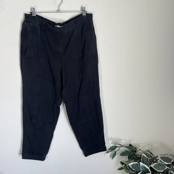 EILEEN FISHER Pants Tencel Organic Cropped Washed Black Pockets Petite M - Picture 1 of 5